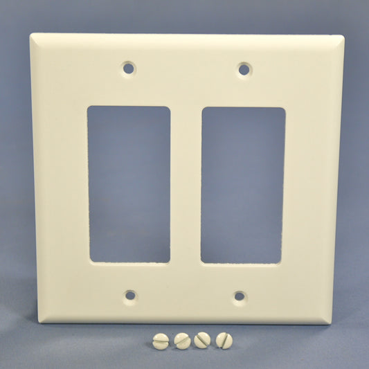 Cooper 2052W White 2-Gang Decorator Thermoset Wallplate GFCI GFI Mid-Size Cover