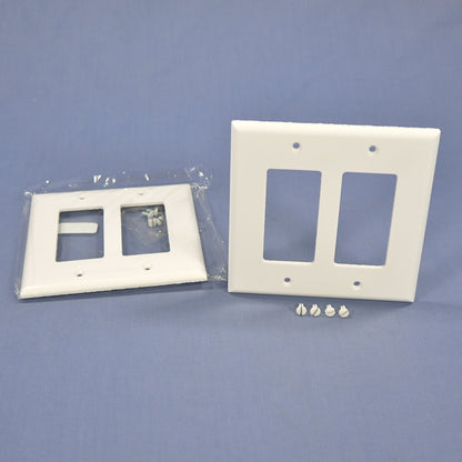 Cooper 2052W White 2-Gang Decorator Thermoset Wallplate GFCI Mid-Size Cover 2pcs
