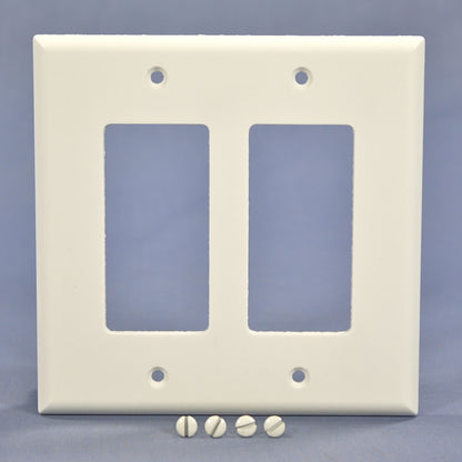 Cooper 2052W White 2-Gang Decorator Thermoset Wallplate GFCI Mid-Size Cover 2pcs