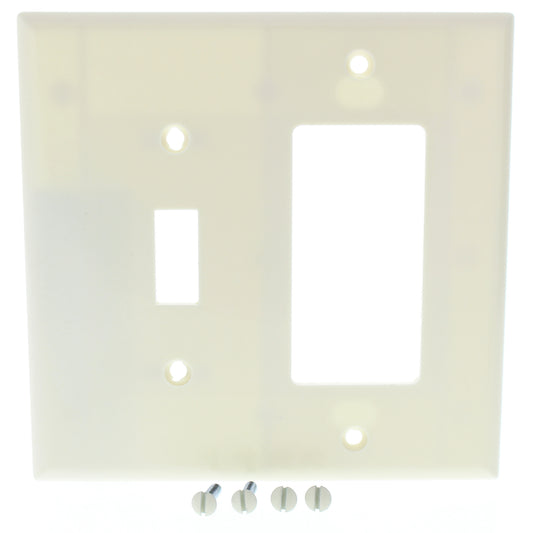 Cooper 2053A Almond 2-Gang Toggle Switch Decorator Thermoset Mid-Size Wallplate