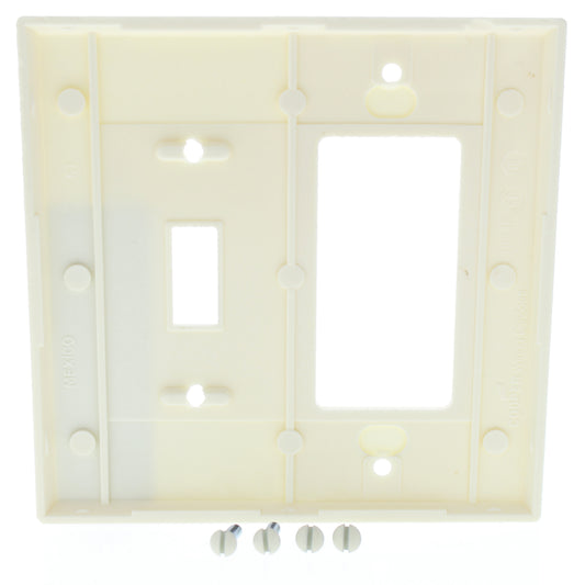 Cooper 2053A Almond 2-Gang Toggle Switch Decorator Thermoset Mid-Size Wallplate