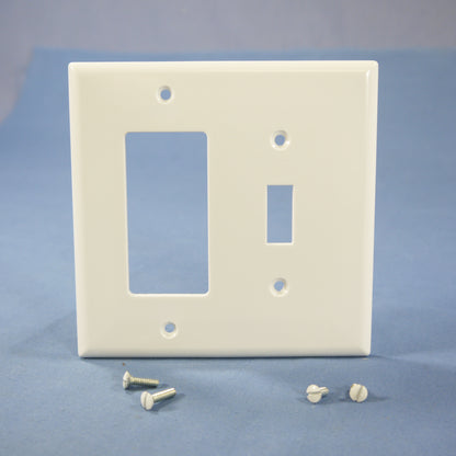 Cooper 2053W White 2-Gang Toggle Switch Decorator Thermoset Mid-Size Wallplate
