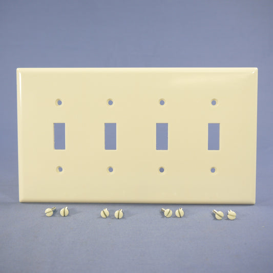 Cooper 2054LA Lt Almond Mid-Size 4-Gang Toggle Switch Cover Thermoset Wallplate
