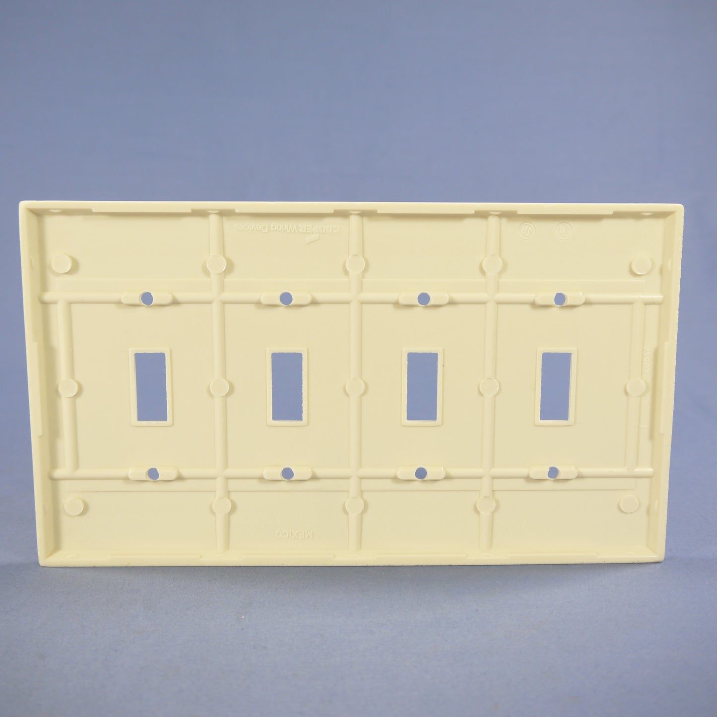 Cooper 2054LA Lt Almond Mid-Size 4-Gang Toggle Switch Cover Thermoset Wallplate