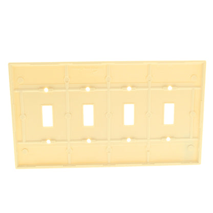Cooper 2054V Ivory 4-Gang Toggle Switch Mid-Size Cover Thermoset Wallplate