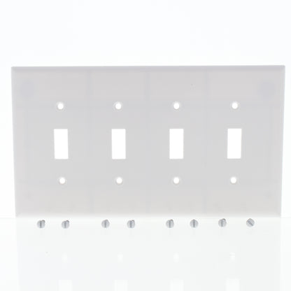 Cooper 2054W White 4-Gang Toggle Switch Mid-Size Cover Thermoset Wallplate