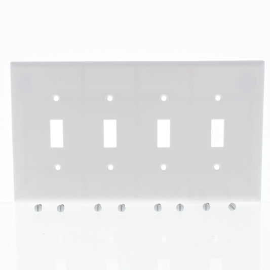 Cooper 2054W White 4-Gang Toggle Switch Mid-Size Cover Thermoset Wallplate