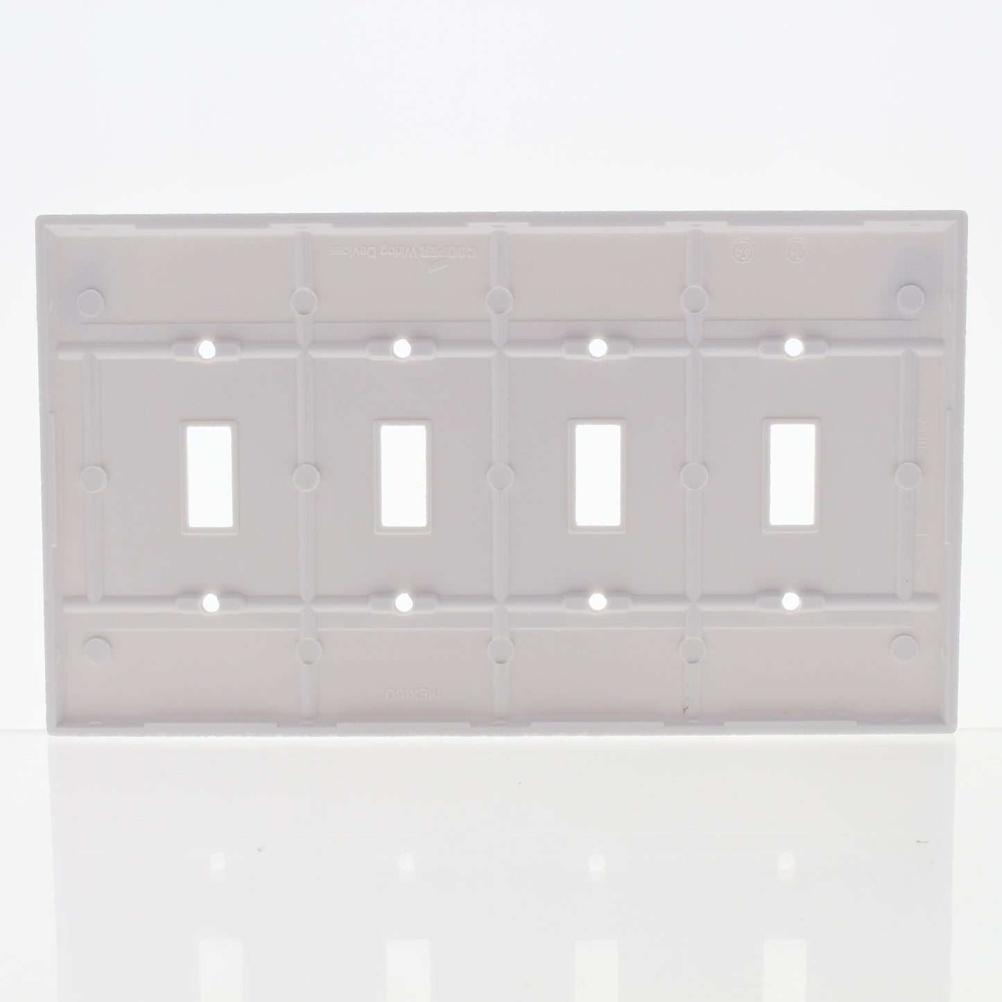 Cooper 2054W White 4-Gang Toggle Switch Mid-Size Cover Thermoset Wallplate