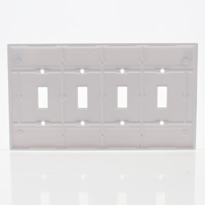 Cooper 2054W White 4-Gang Toggle Switch Mid-Size Cover Thermoset Wallplate