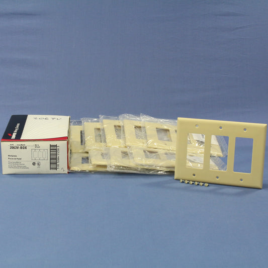 Cooper 2063V Ivory 3-Gang Decorator GFCI Switch Mid-Size Thermoset Cover 10pcs