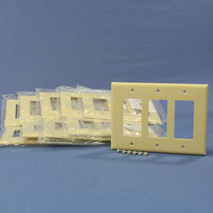 Cooper 2063V Ivory 3-Gang Decorator GFCI Switch Mid-Size Thermoset Cover 10pcs