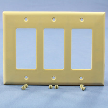 Cooper 2063V Ivory 3-Gang Decorator GFCI Switch Mid-Size Thermoset Cover 10pcs