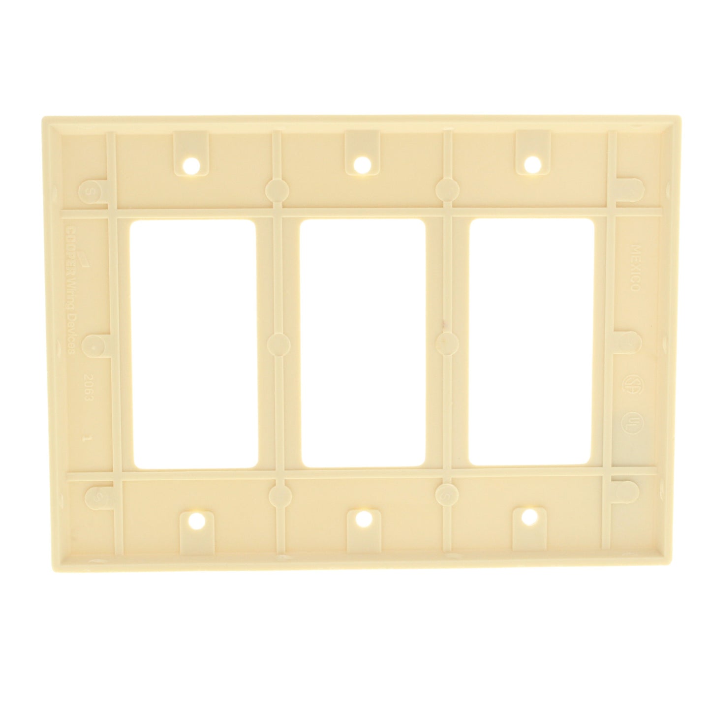 Cooper 2063V Ivory 3-Gang Decorator GFCI Switch Mid-Size Thermoset GFI Wallplate