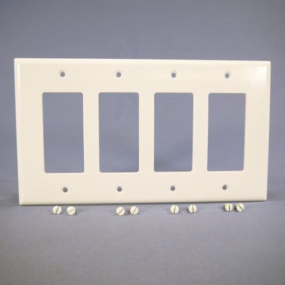 Cooper 2064W White 4-Gang Decorator GFCI Thermoset Wallplate Mid-Size Cover