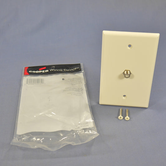 Cooper 2072LA Light Almond 1-Gang Midsize Coaxial Jack Thermoset Wallplate Cover