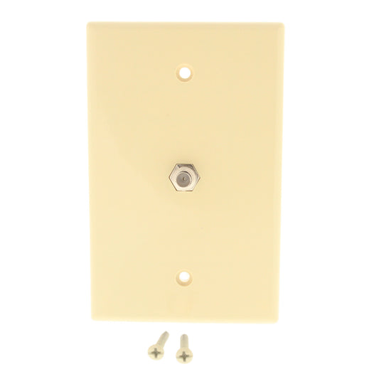 Cooper 2072V Ivory Thermoset Midsize Coax Cable Jack Wallplate Cover Flush Mount