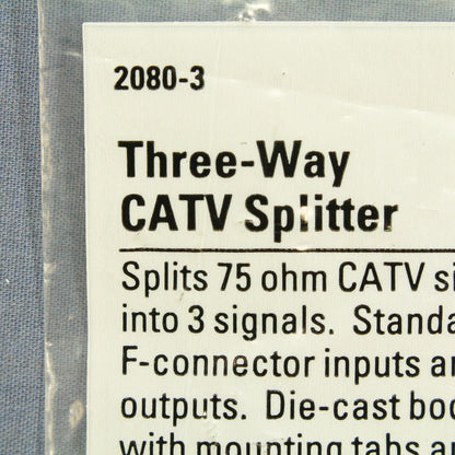 Cooper 2080-3 Gold 900 MHz 3Way Type F Coaxial Video Distribution Splitter 75Ohm