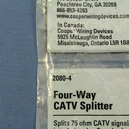 Cooper 900 MHz 4-Way Type F Coaxial Video Distribution Splitter 2080-3