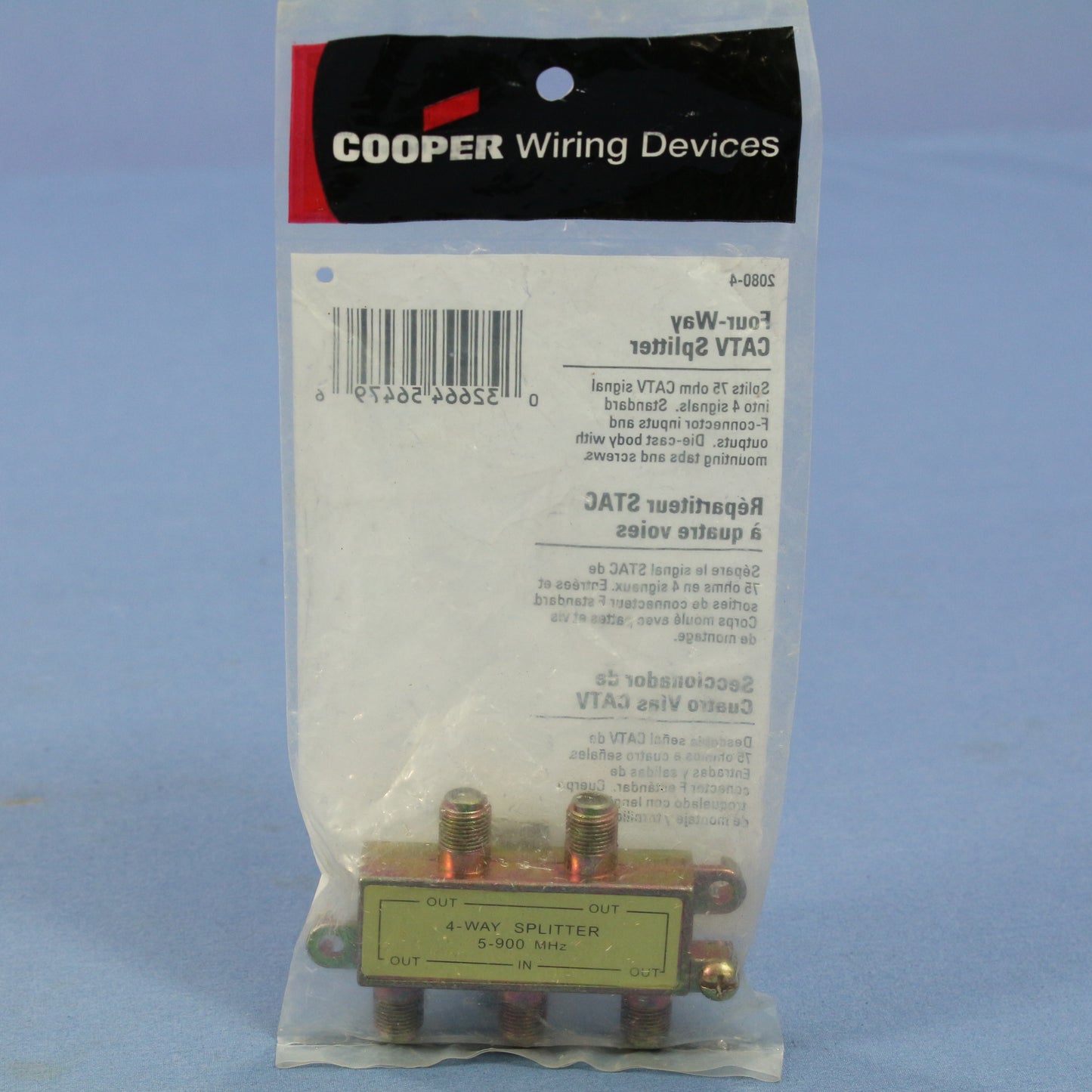 Cooper 900 MHz 4-Way Type F Coaxial Video Distribution Splitter 2080-3