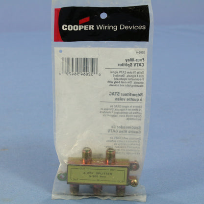 Cooper 900 MHz 4-Way Type F Coaxial Video Distribution Splitter 2080-3