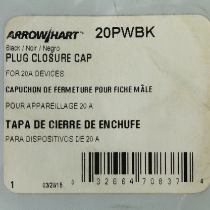 Cooper 20PWBK Black Watertight 20A Locking Plug Closure Cap