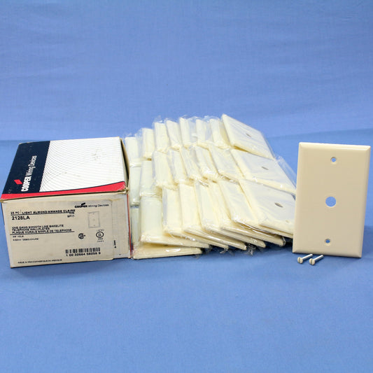 Cooper 2128LA Light Almond Phone Cable Wallplate Thermoset 0.375" Hole 25-Pack