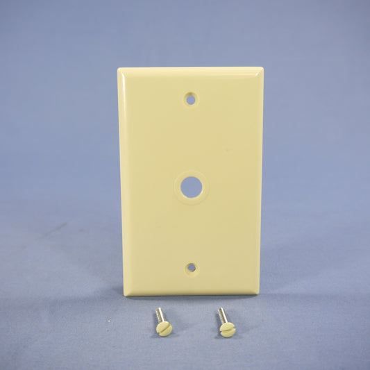 Cooper 2128V Ivory 1-Gang Phone .375" Coax Jack Cable Thermoset Wallplate Cover