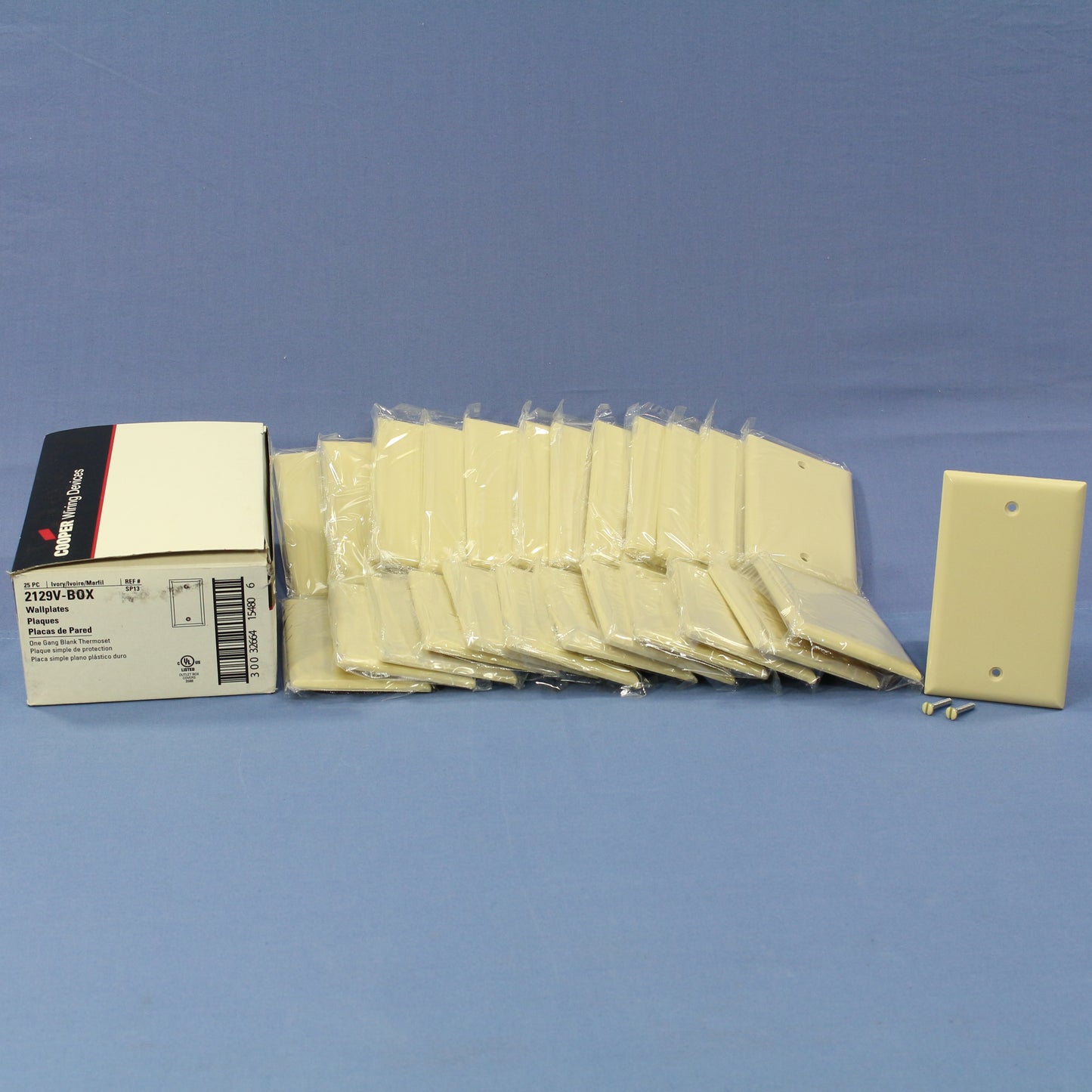 Cooper 2129V Ivory 1-Gang Blank Cover Box Mounted Thermoset Wallplates 25pcs