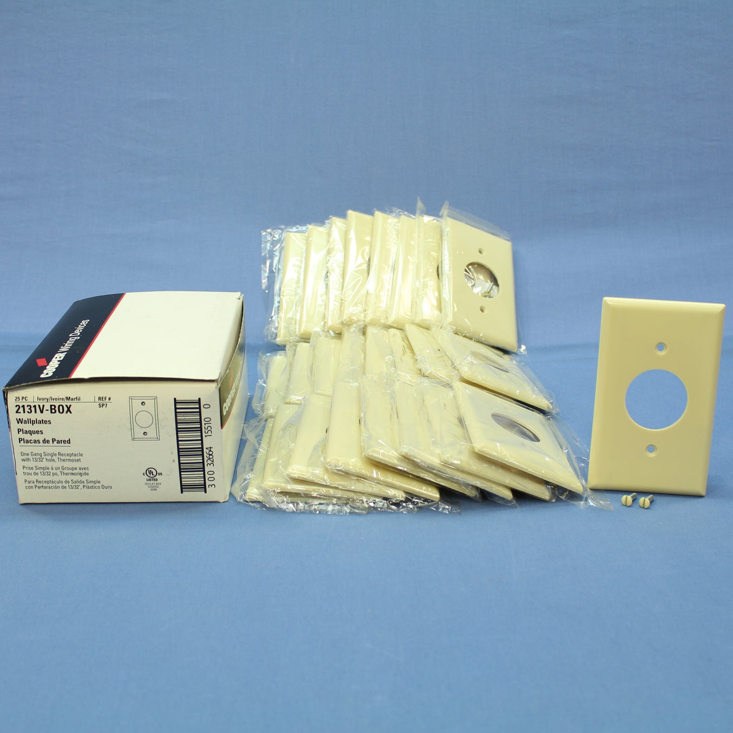 Cooper 2131V Ivory 1-Gang 1.406" Receptacle Single Outlet Thermoset Covers 25pcs