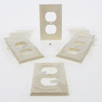 Cooper 2132A Almond 1-Gang Duplex Outlet Receptacle Thermoset Wallplates 10pcs