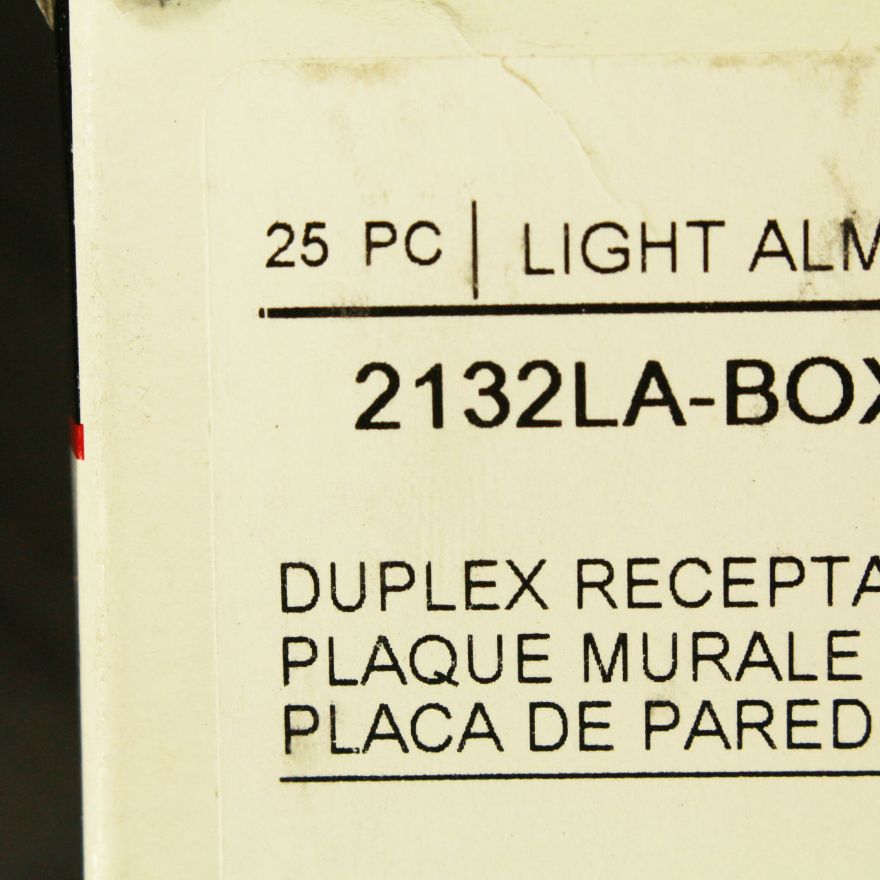 Cooper 2132LA Lt Almond 1-Gang Duplex Outlet Receptacle Thermoset Wallplate 25pc