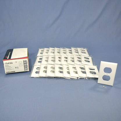 Cooper 2132W White 1-Gang Plastic Duplex Outlet Standard Wallplate Cover 25-pack