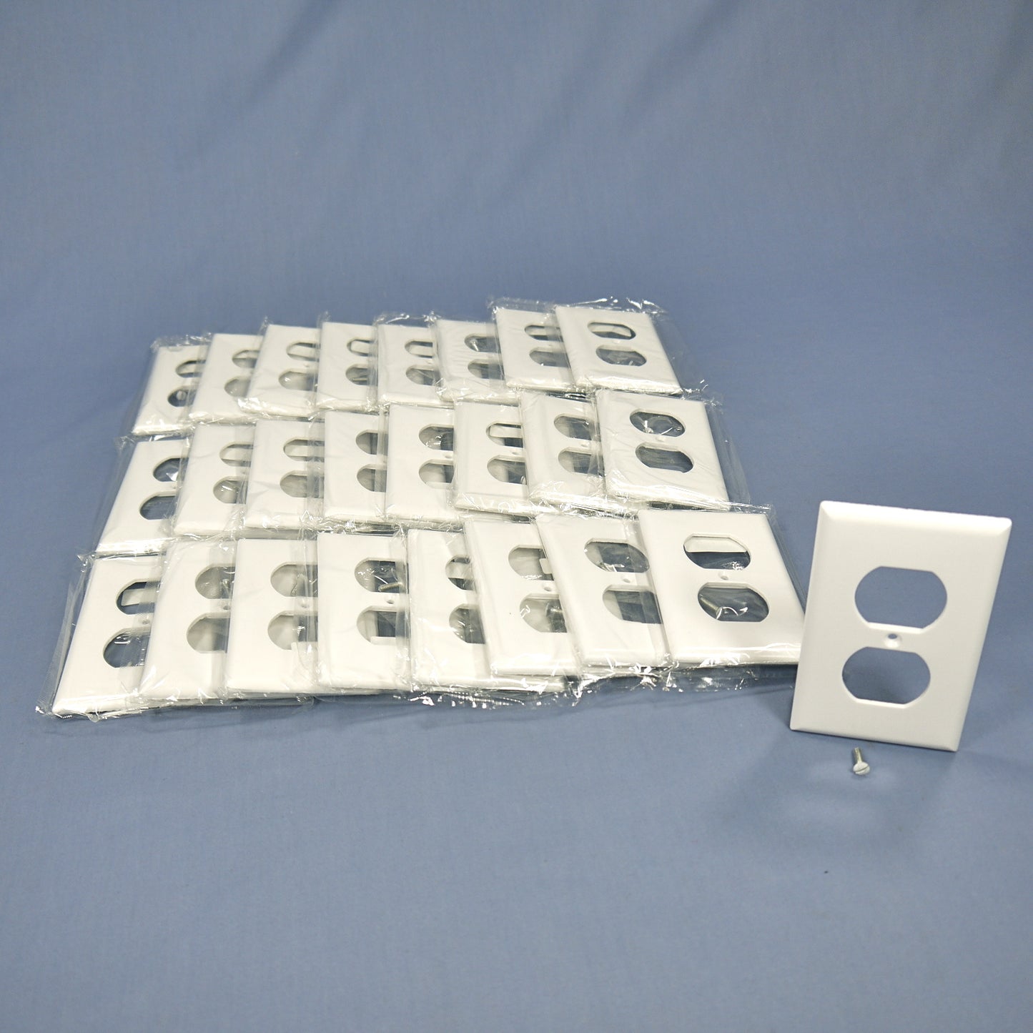 Cooper 2132W White 1-Gang Plastic Duplex Outlet Standard Wallplate Cover 25-pack