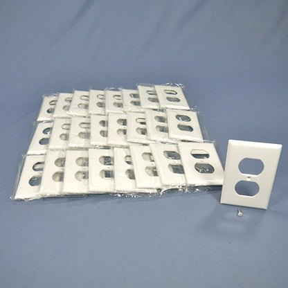 Cooper 2132W White 1-Gang Plastic Duplex Outlet Standard Wallplate Cover 25-pack