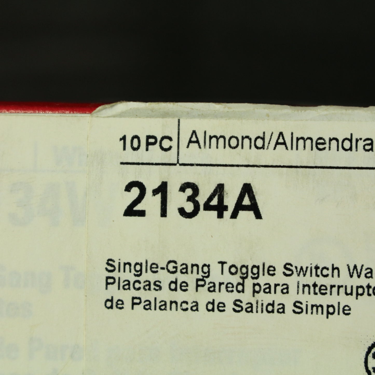 Cooper 2134A Almond 1-Gang Toggle Switch Plastic Thermoset Wallplate Cover 10pcs