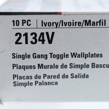 Cooper 2134V Ivory 1-Gang Toggle Switch Plastic Thermoset Wallplate Cover 10pcs