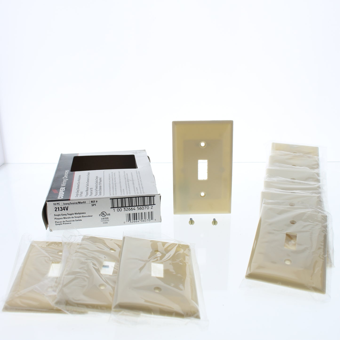 Cooper 2134V Ivory 1-Gang Toggle Switch Plastic Thermoset Wallplate Cover 10pcs