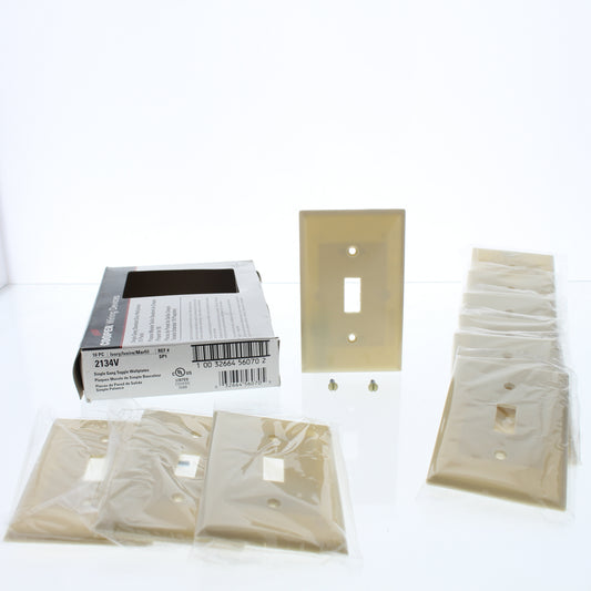 Cooper 2134V Ivory 1-Gang Toggle Switch Plastic Thermoset Wallplate Cover 10pcs