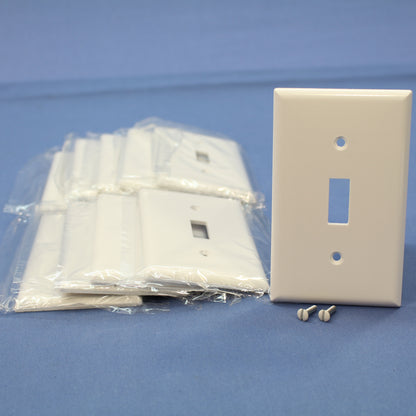 Cooper 2134W White 1-Gang Toggle Switch Plastic Thermoset Wallplate Cover 10pcs