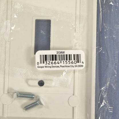 Cooper 2134W White 1-Gang Toggle Switch Thermoset Wallplate Cover Standard Size
