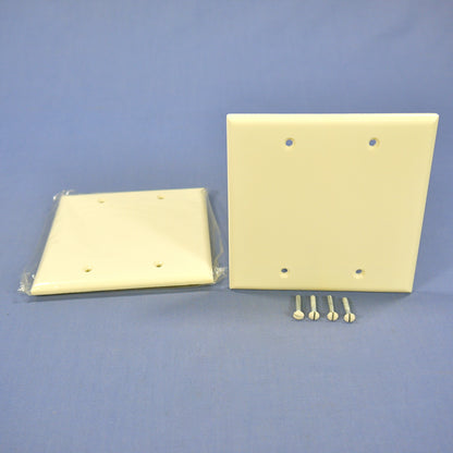 Cooper 2137A Almond 2-Gang Blank Cover Box Mount Thermoset Wallplates 2-Pack
