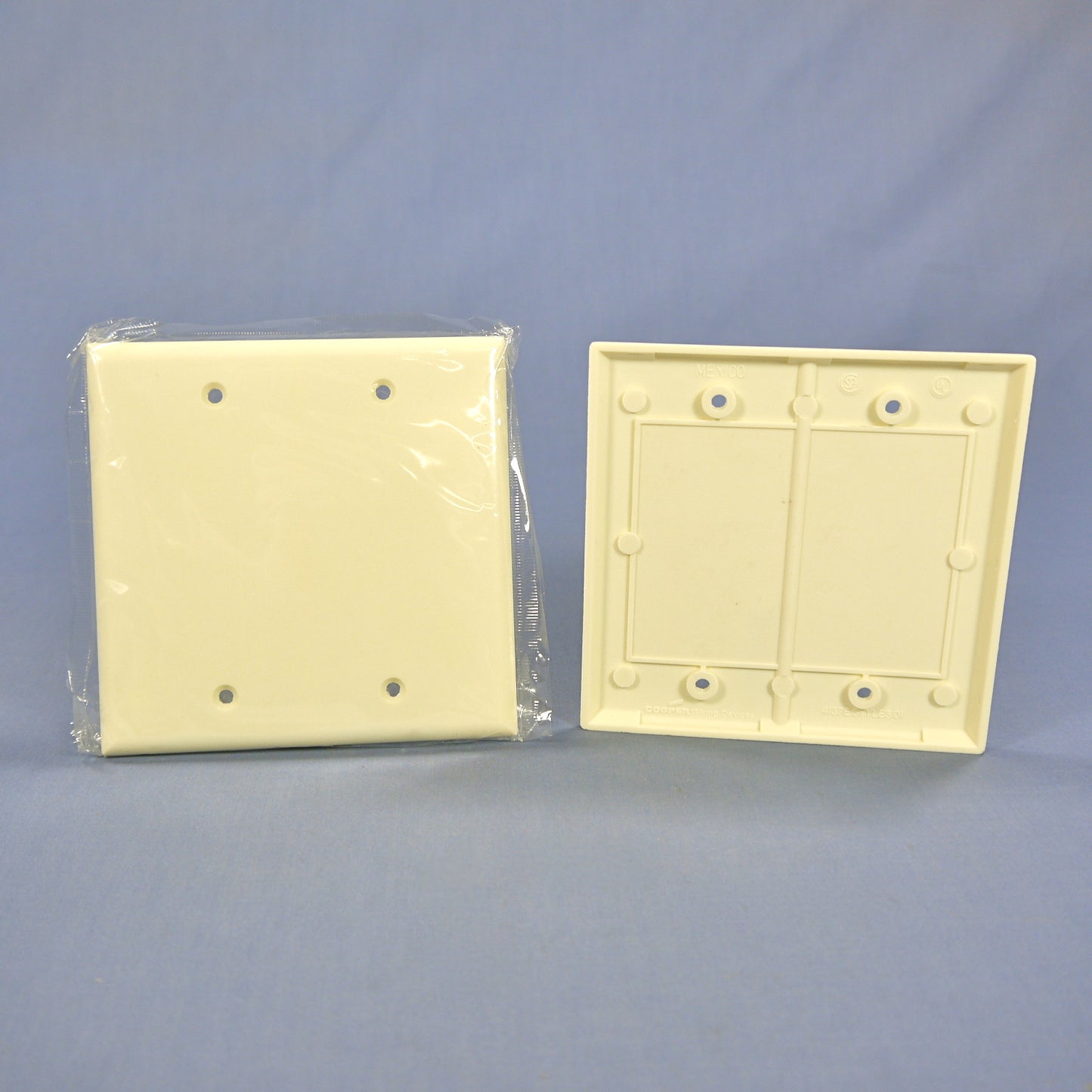 Cooper 2137A Almond 2-Gang Blank Cover Box Mount Thermoset Wallplates 2-Pack