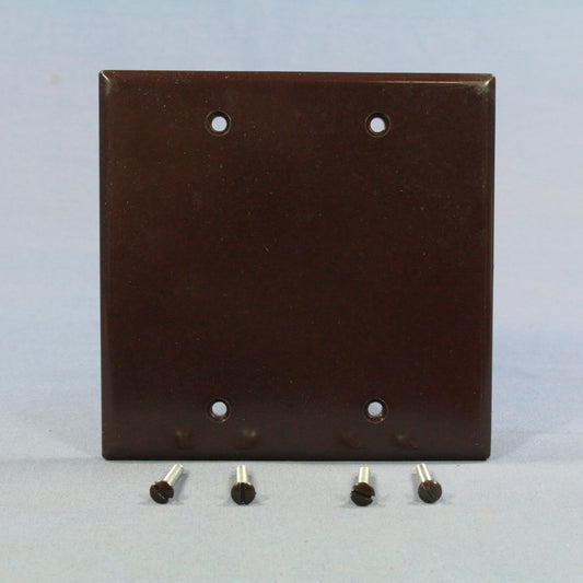 Cooper 2137B Brown 2-Gang Standard Blank Cover Box Mount Thermoset Wallplate