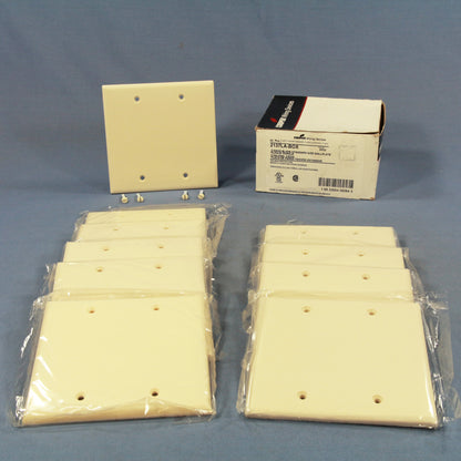 Cooper 2137LA Lt Almond 2-Gang Blank Cover Thermoset Wallplates Box Mount 10pcs