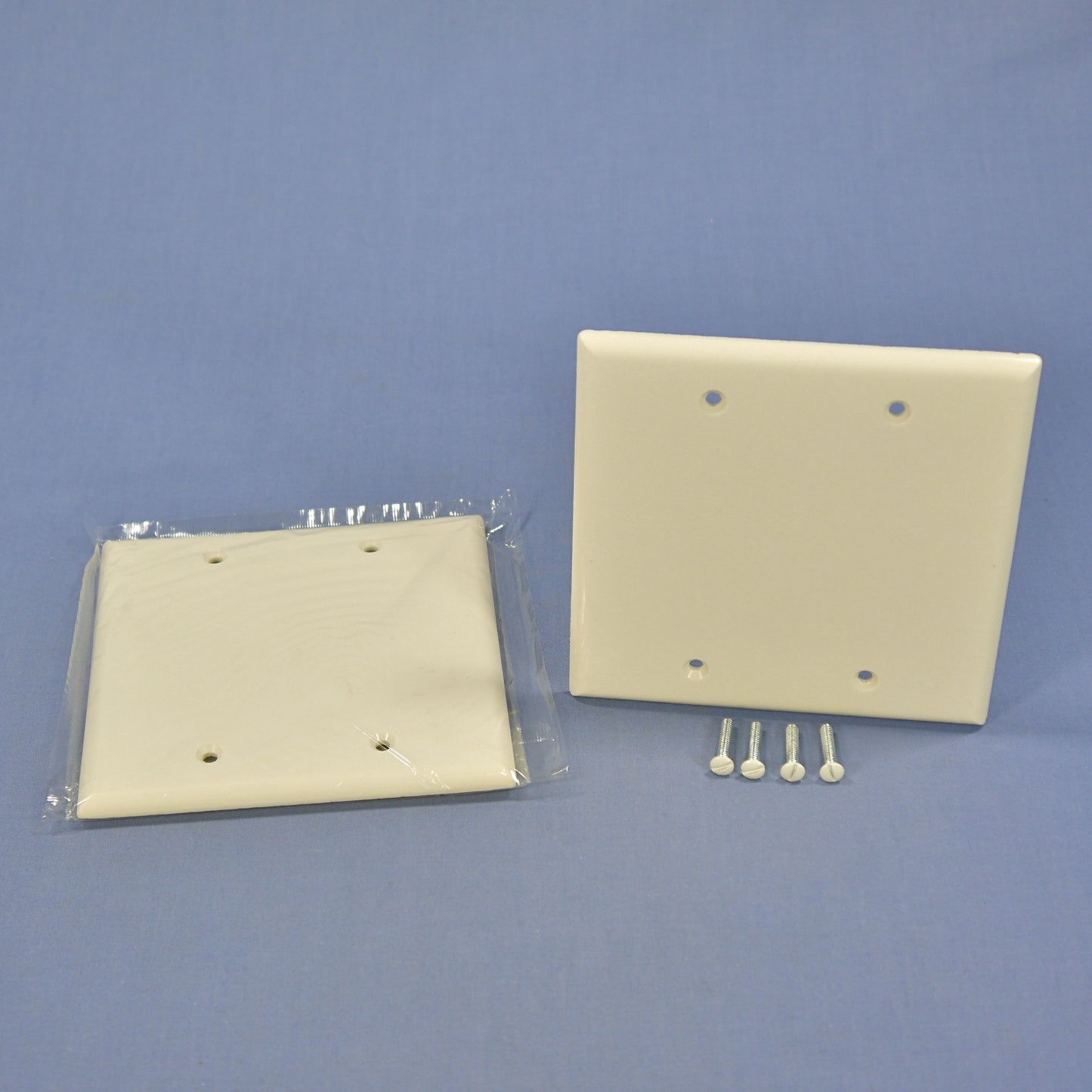 Cooper 2137LA Light Almond 2-Gang Blank Cover Thermoset Wallplate Box Mount 2pcs