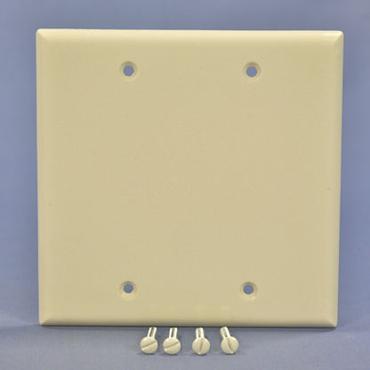 Cooper 2137LA Light Almond 2-Gang Blank Cover Thermoset Wallplate Box Mount 2pcs