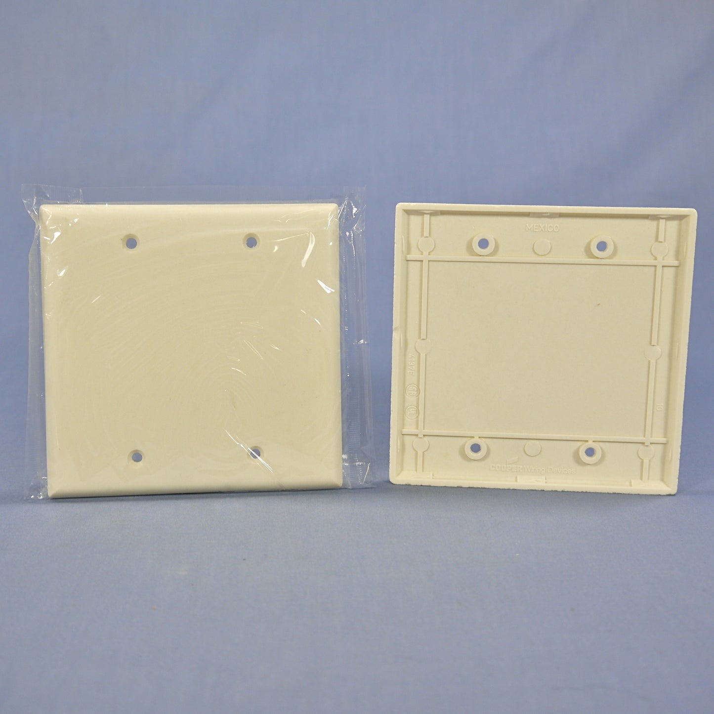 Cooper 2137LA Light Almond 2-Gang Blank Cover Thermoset Wallplate Box Mount 2pcs