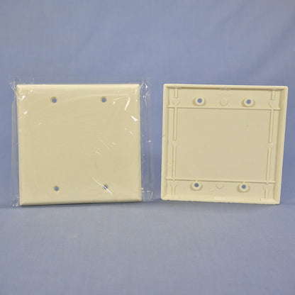 Cooper 2137LA Light Almond 2-Gang Blank Cover Thermoset Wallplate Box Mount 2pcs