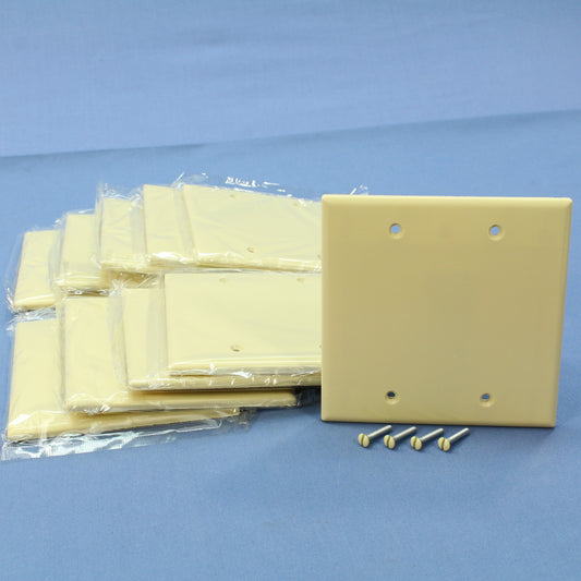 Cooper 2137V Ivory 2-Gang Blank Cover Plastic Thermoset Wallplate Box Mount 10pc