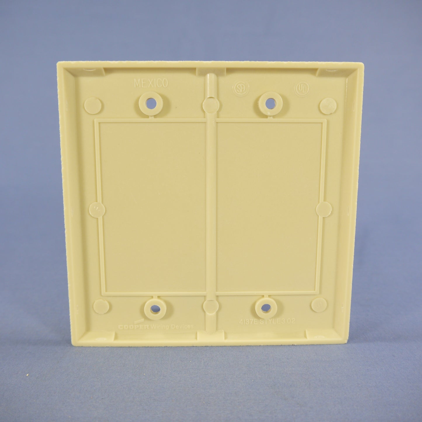 Cooper 2137V Ivory 2-Gang STANDARD Blank Cover Box Mounted Thermoset Wallplate